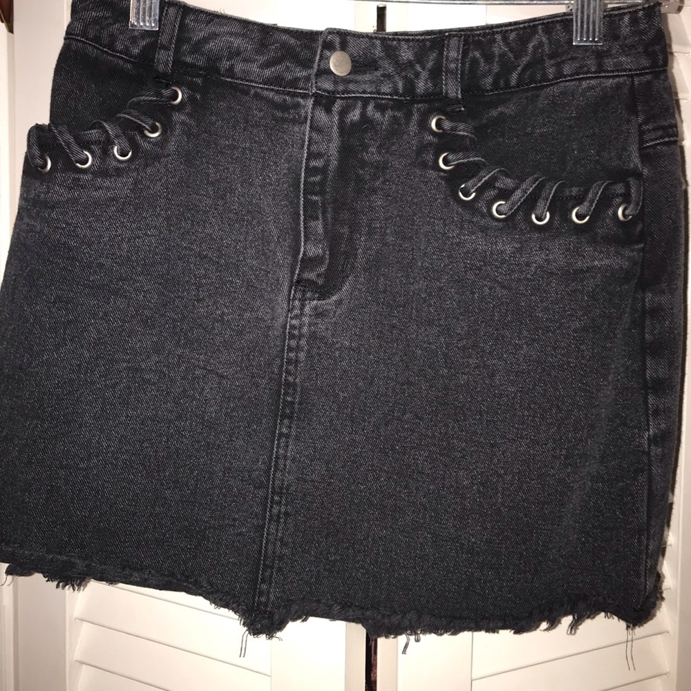Honey punch black mini jean skirt